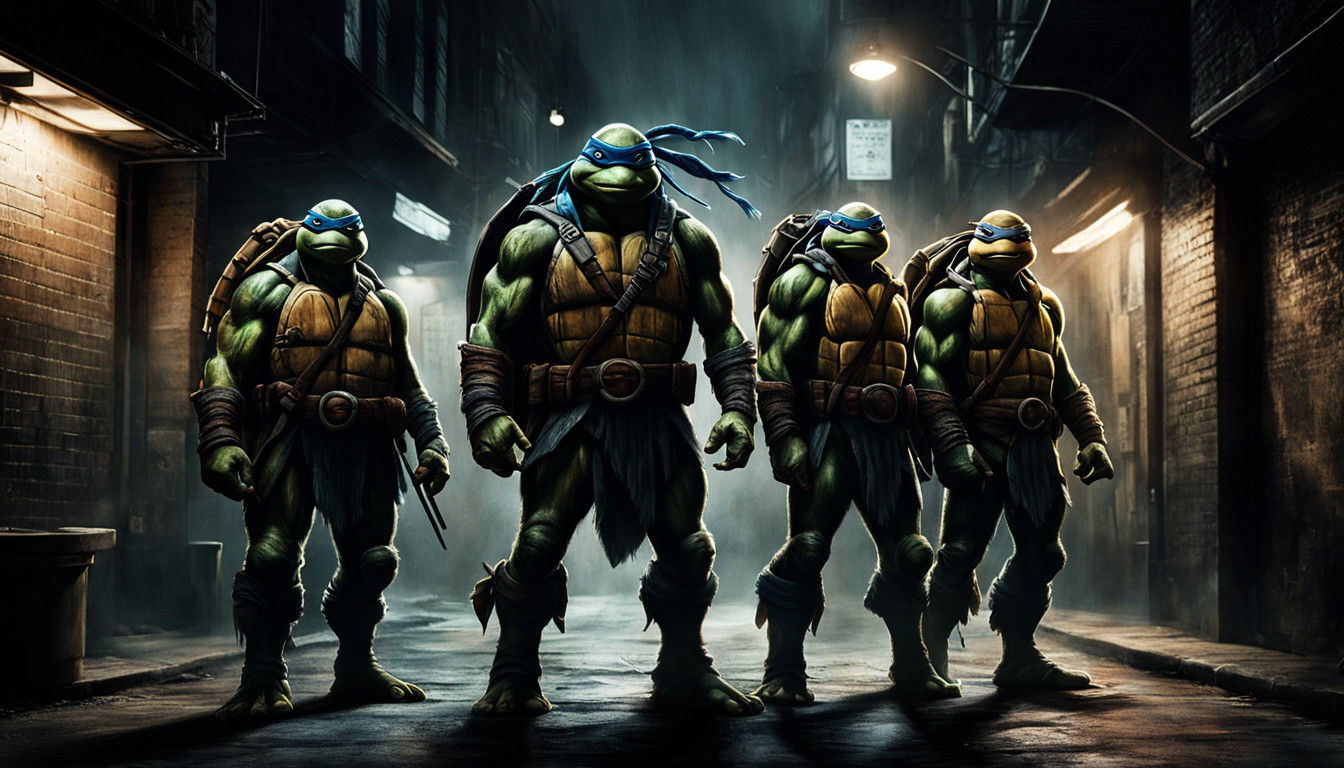 Hyperrealistic Portrait of the Teenage Mutant Ninja Turtles...
