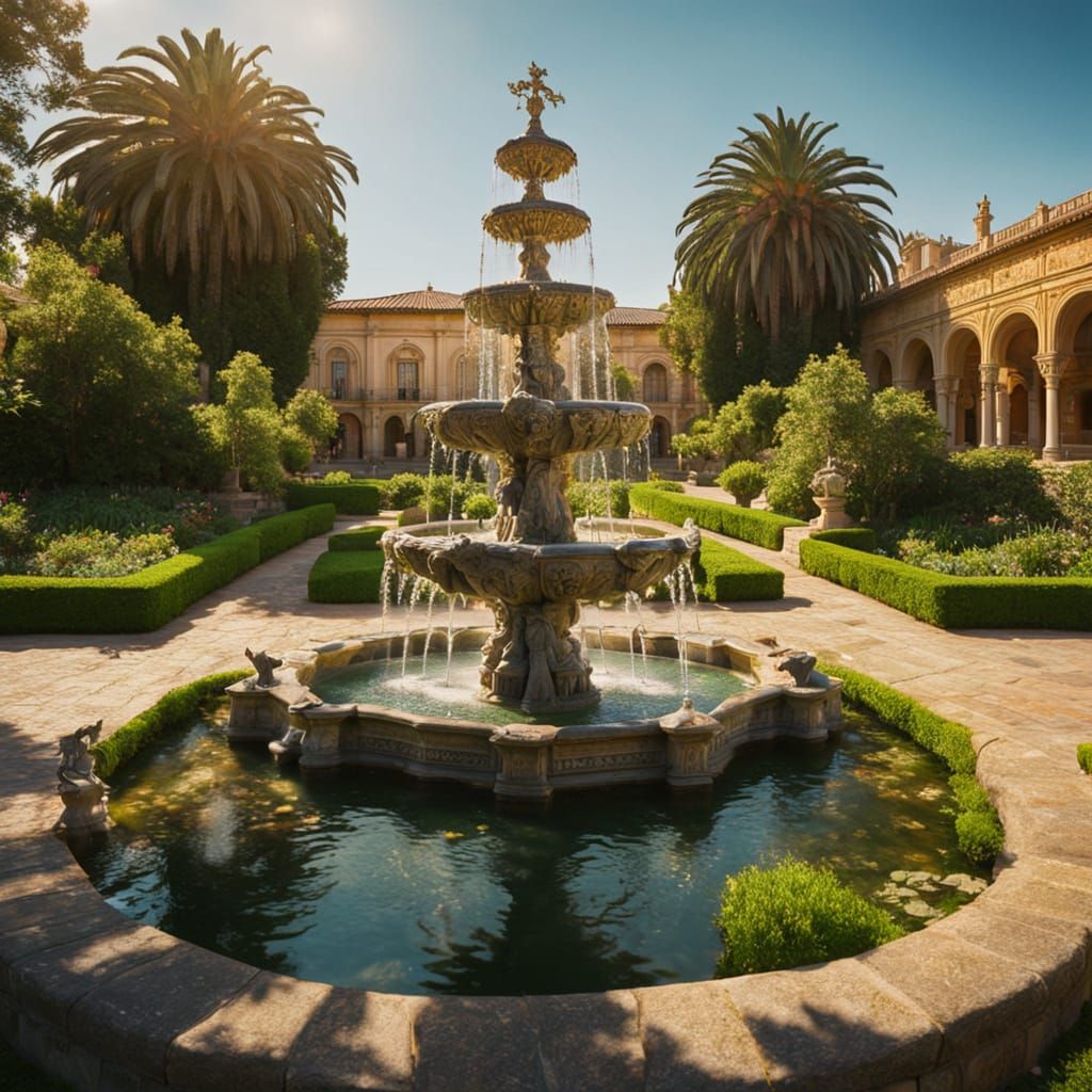 Opulent Garden Fountain in Renaissance Style
