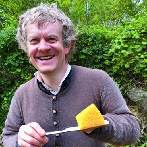 Bilbo Baggins Lookalike with Sponge Cake Portrait