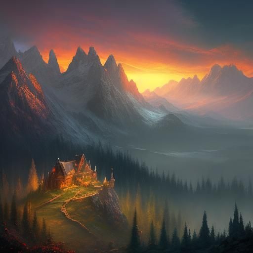 Wizard College Freshmen in Rocky Mountain Landscape