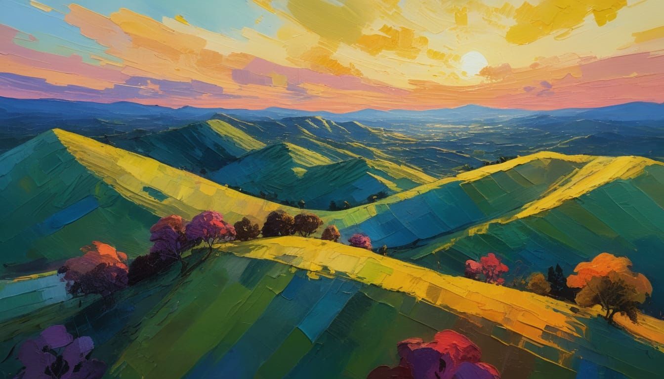 Vermont Autumn: Gouache Impressionism Aerial View