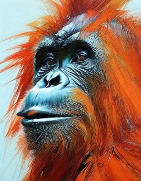 Orangutan in Sunglasses: Hyperrealistic Digital Portrait