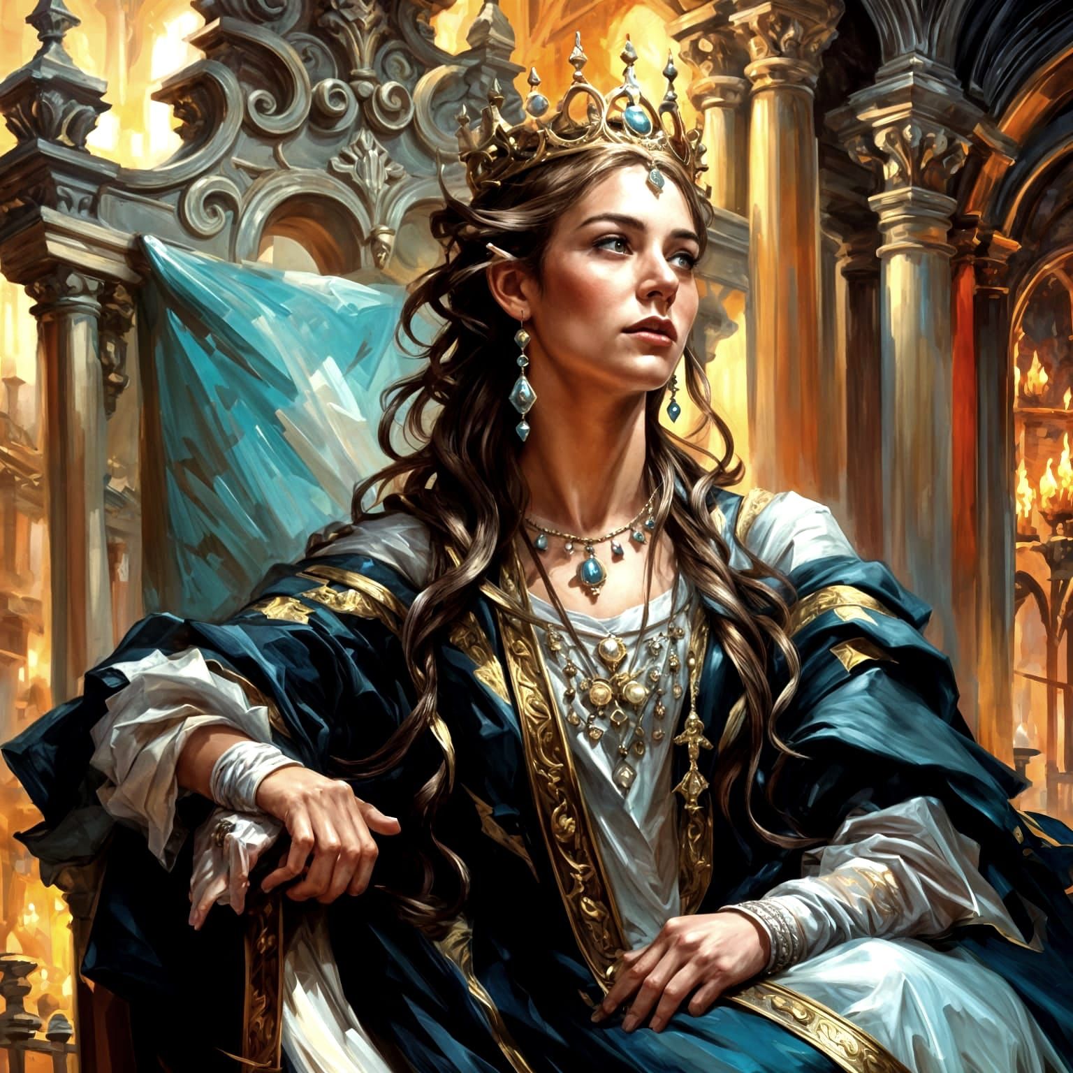 Fantasy Queen Portrait in Oil