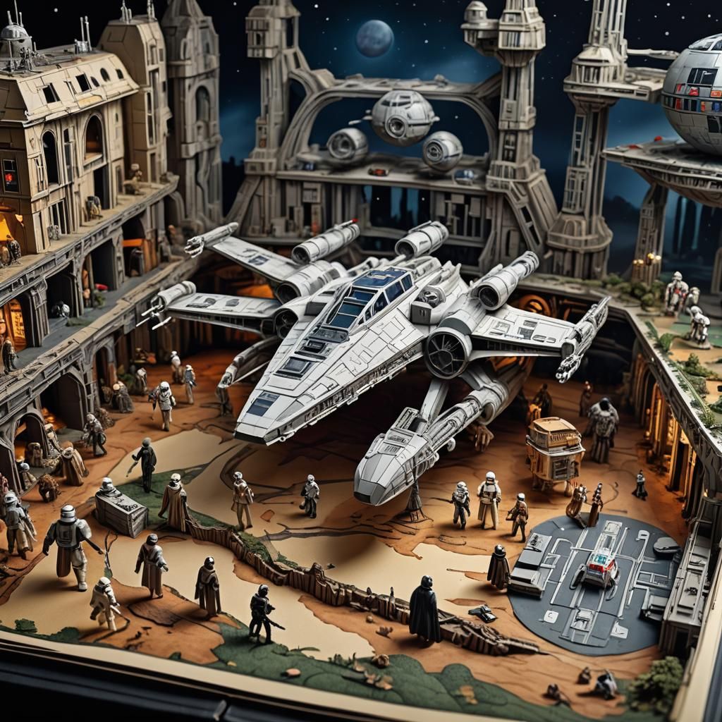 Star Wars Pop-Up Book in Hyperrealistic Style