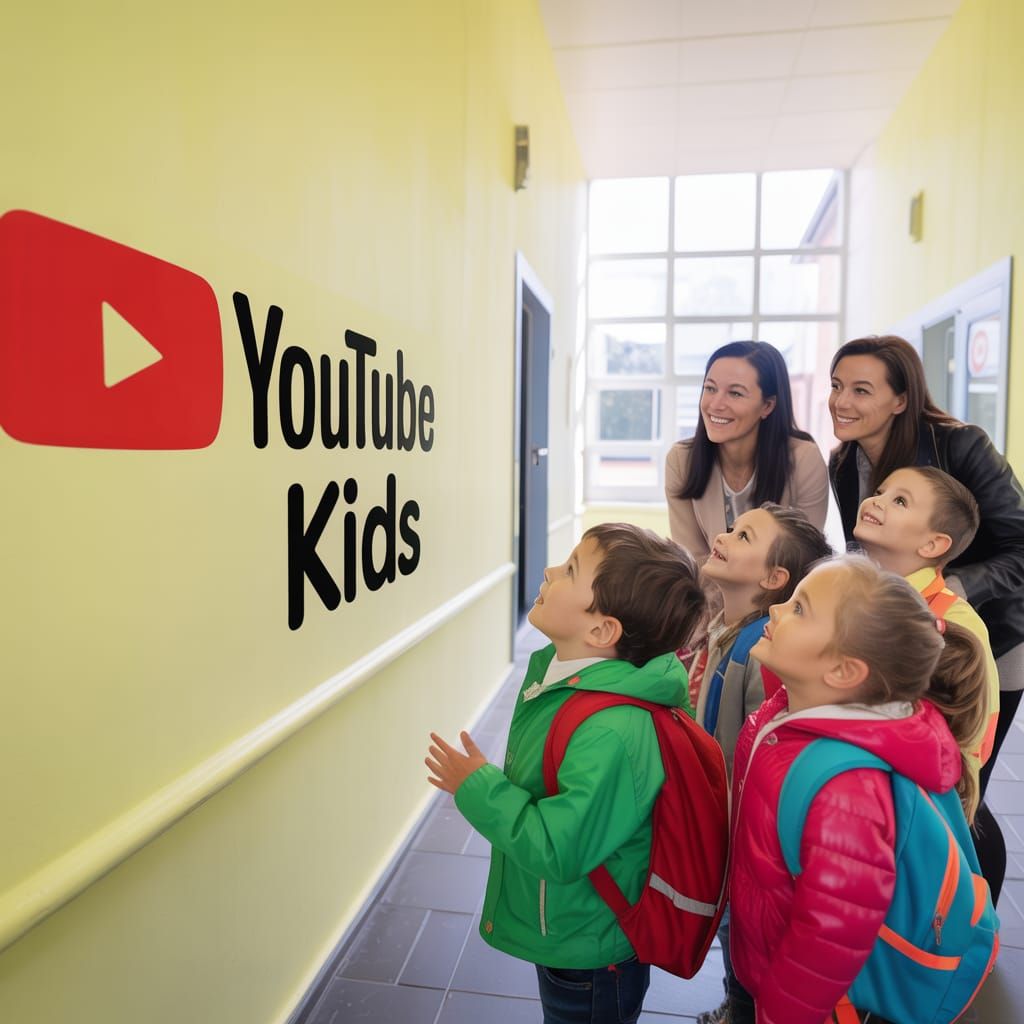 Children and Parents Discover YouTube Kids Logo at School