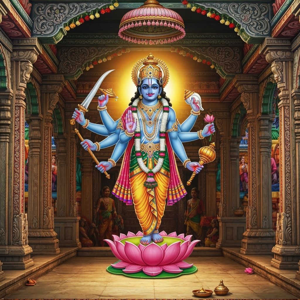Vishnu with Lotus, Conch, Discus and Mace