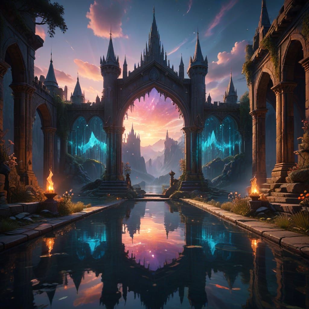 Luminous Crystal Citadel: Fantasy Concept Art