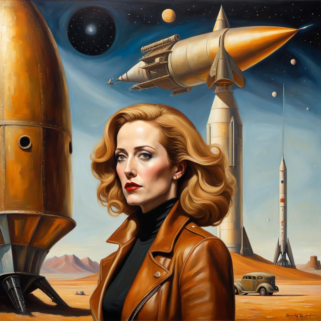 Surreal Woman on Alien Planet in Klimt Style