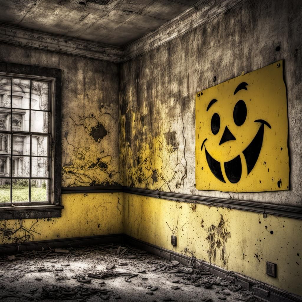 Creepy Abandoned Asylum with Smiley Face