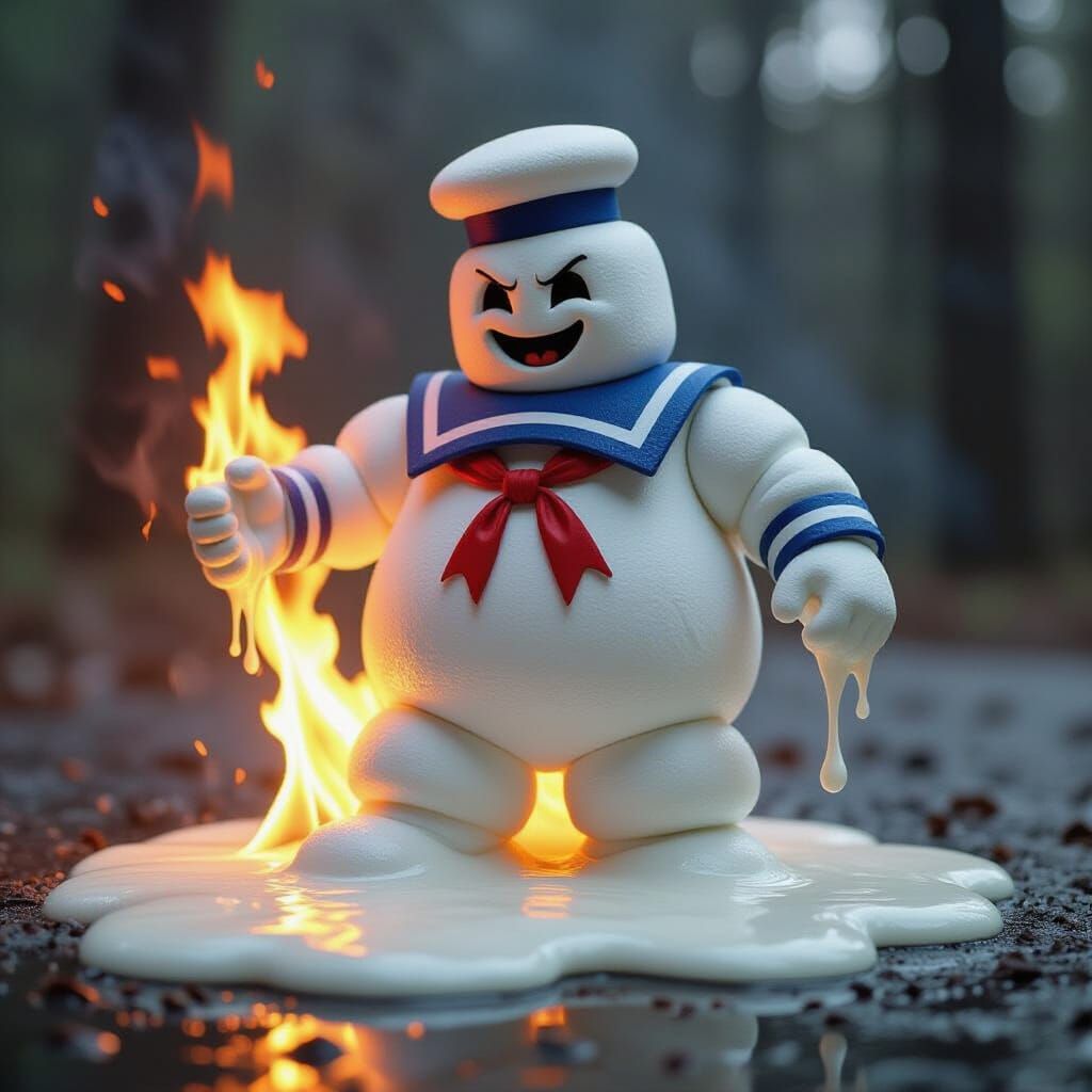 Stay Puft Marshmallow Man on Fire