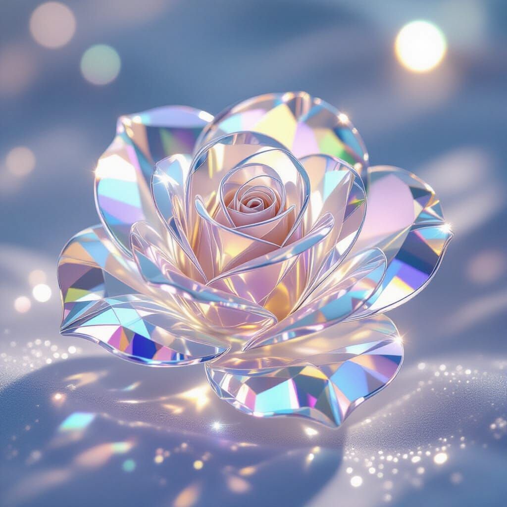Iridescent Crystal Sugar Rose: A Luminous Gemstone Masterpie...