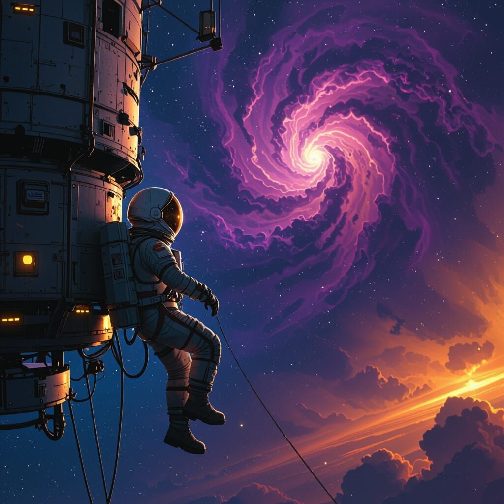 Astronaut Gazing at Nebula in Sci-Fi Style