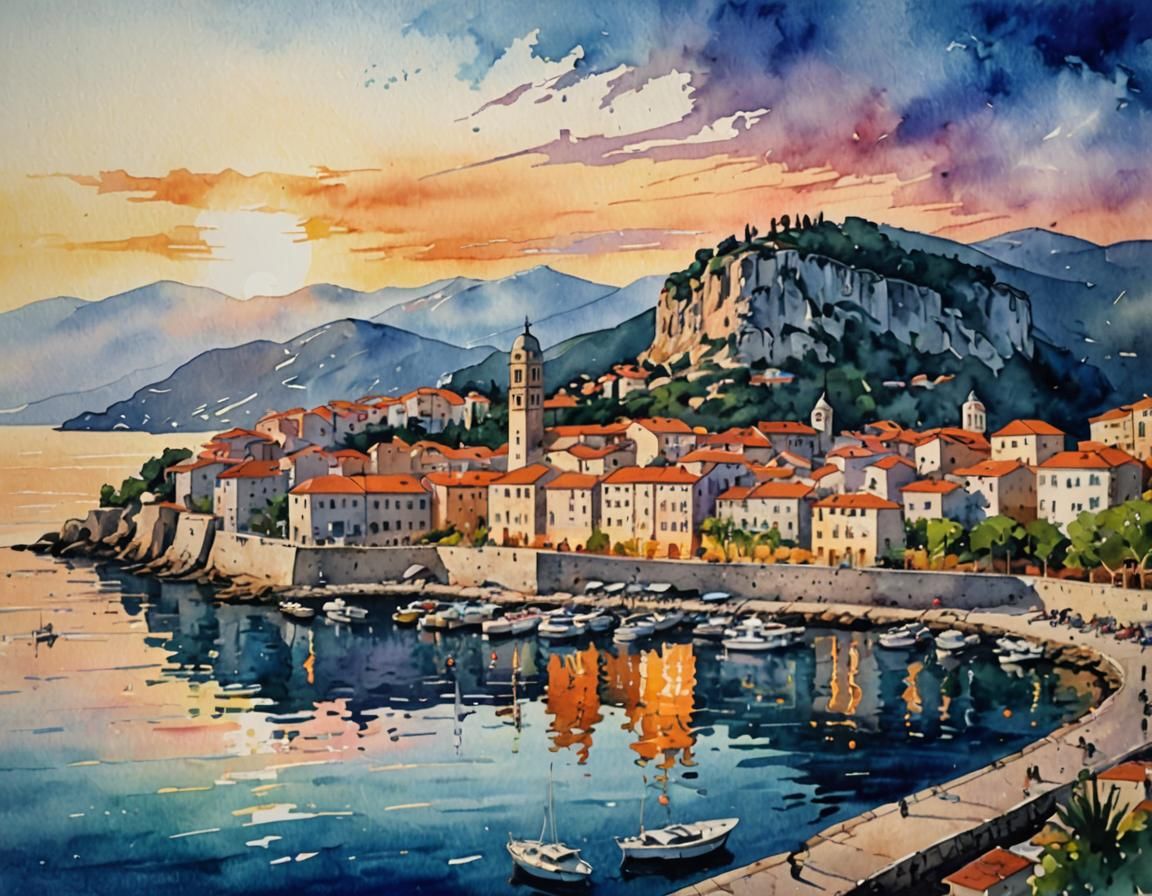 Budva in Montenegro at sunset