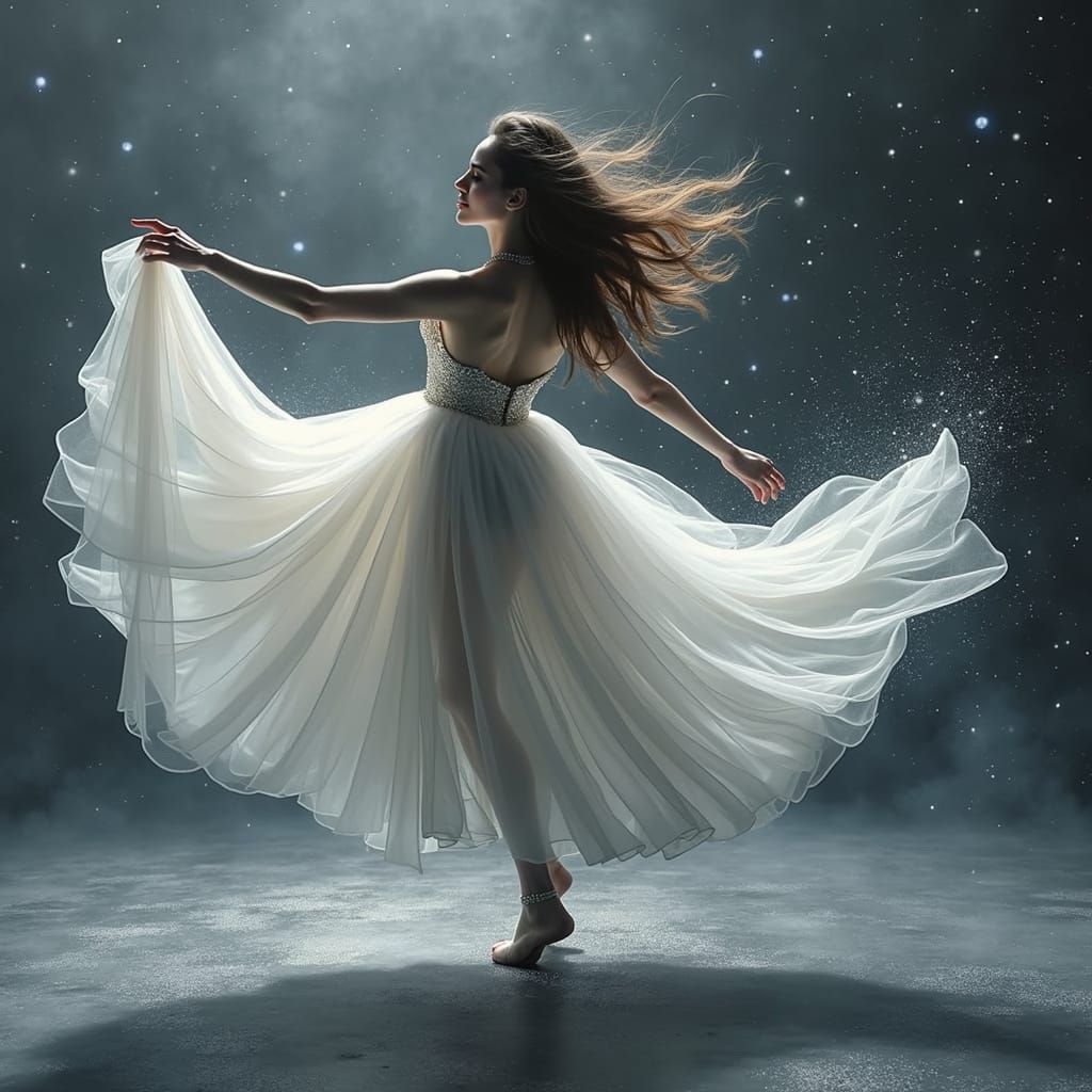 Ethereal Dancer in Dreamlike Stage