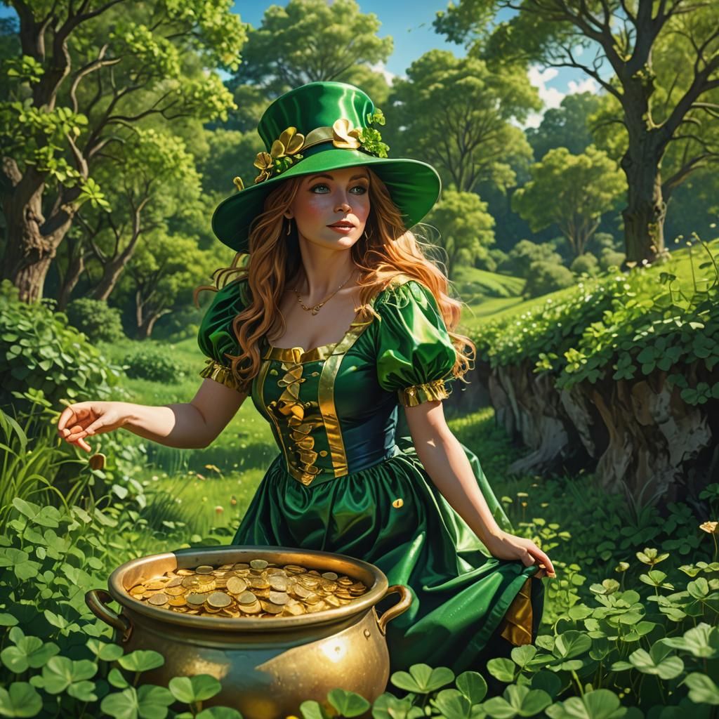 Pot of Gold and Leprechaun in Digital Art
