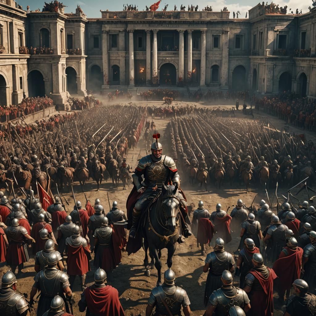 Hannibal Confronts Roman Legion: Detailed Matte Painting