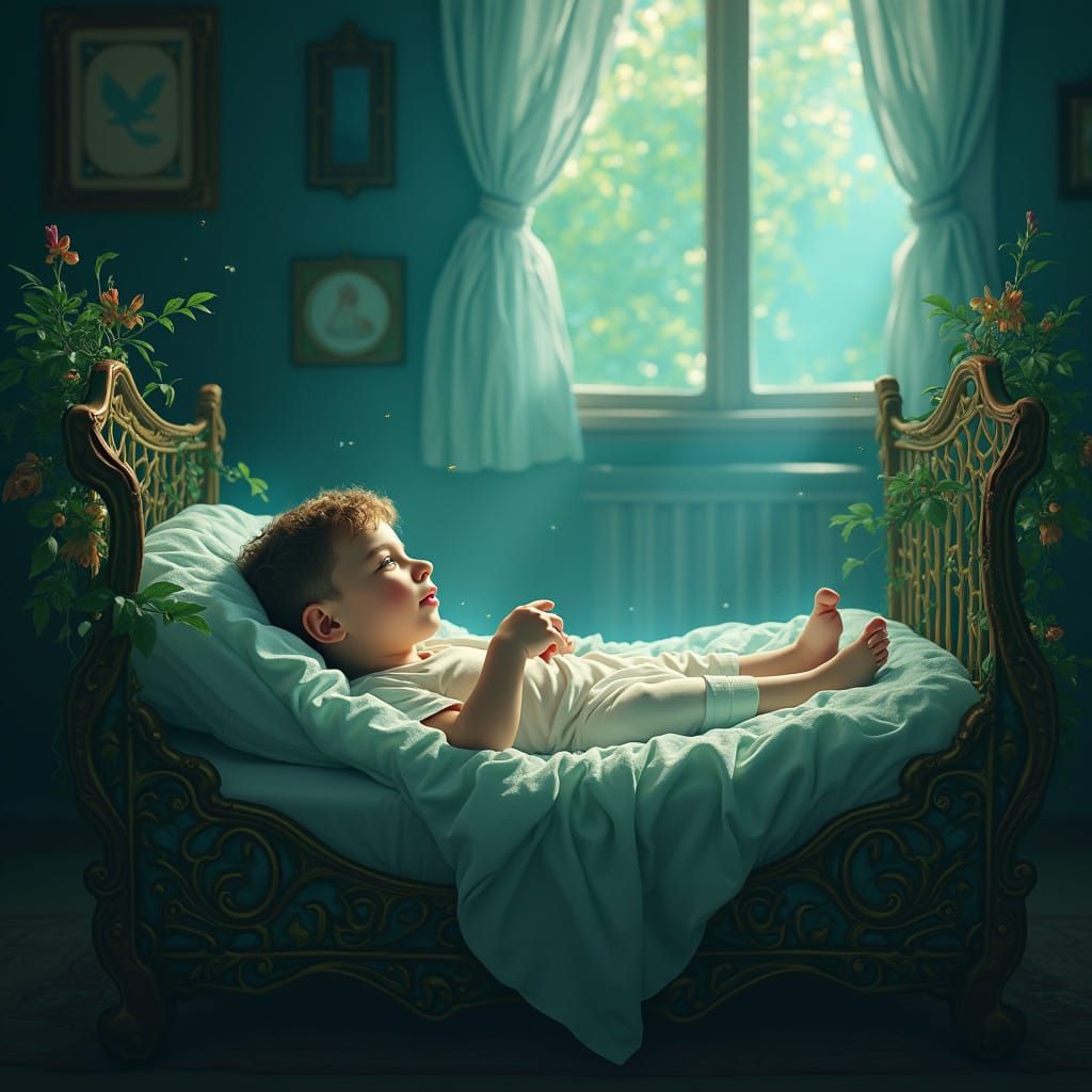 Boy in a Mystical Nursery Scene