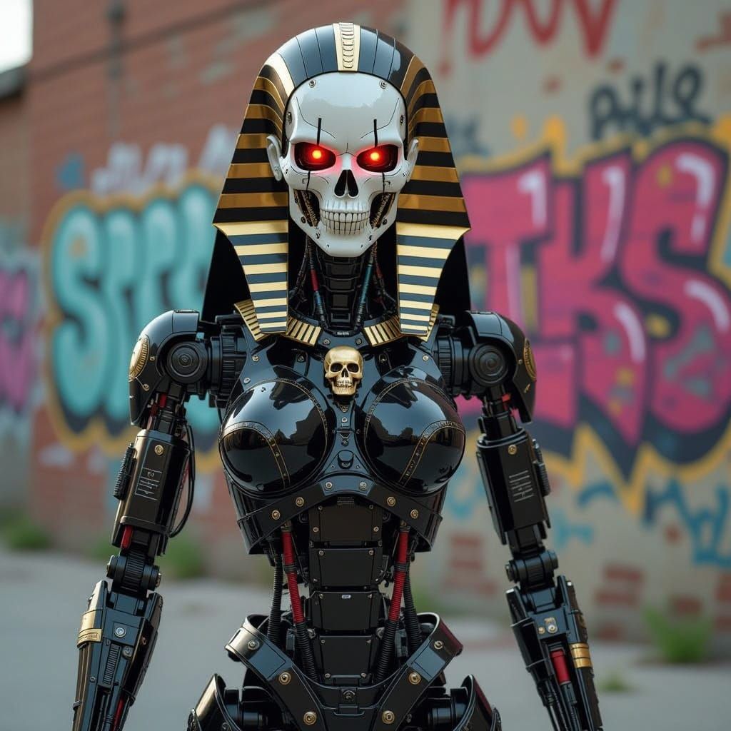 Cyberpunk Goddess: M3gan as Egyptian Leatherclad with Skull ...