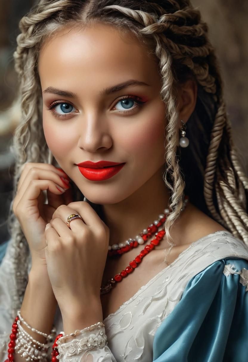 Charming Lady Portrait with Warm Eyes as Impasto Painting