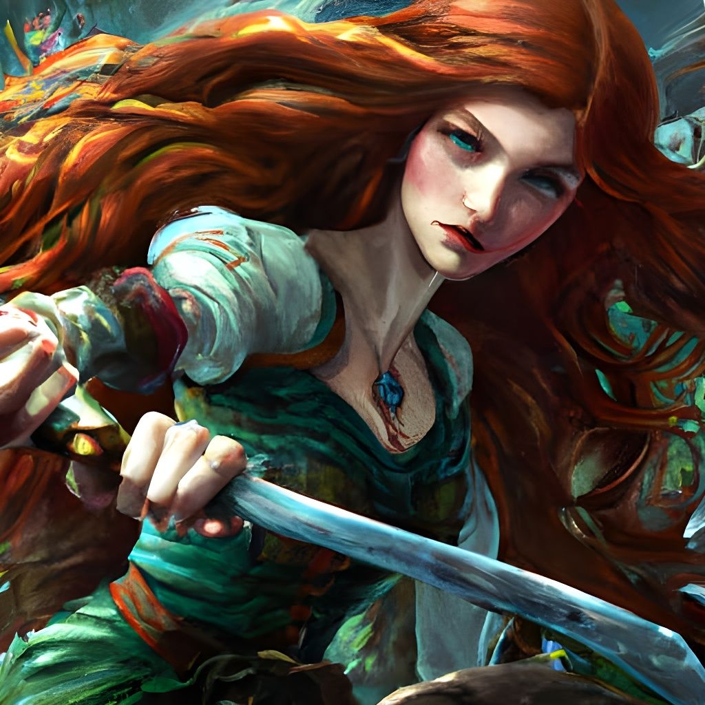 Dwarven Smith Forging Sword in Pre-Raphaelite Style