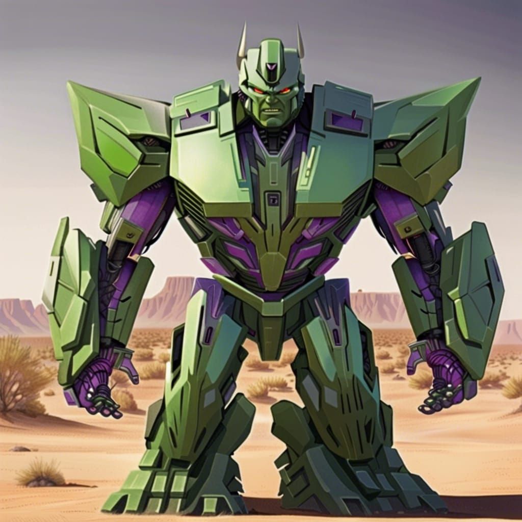 Hulk as a Decepticon Transformer in Desert