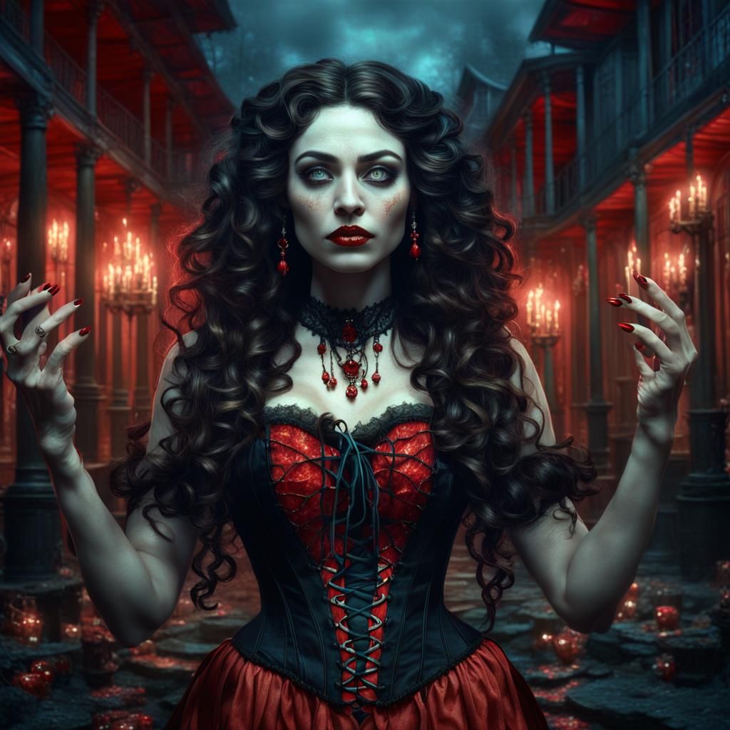 Cajun Bayou Witch Summoning Ghosts: Fantasy Art