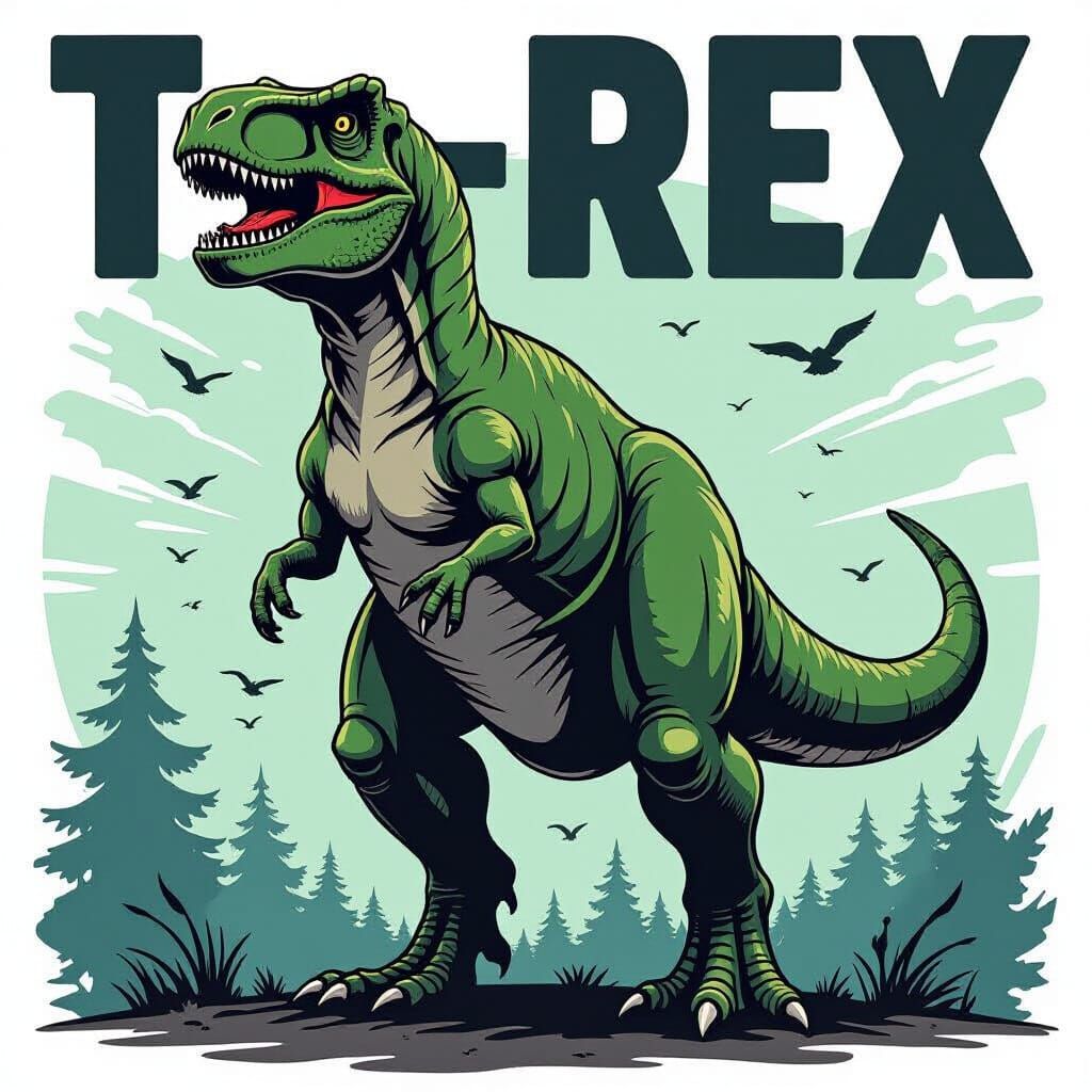 T-Rex in Bold Comic Style with Muted Dark Tones