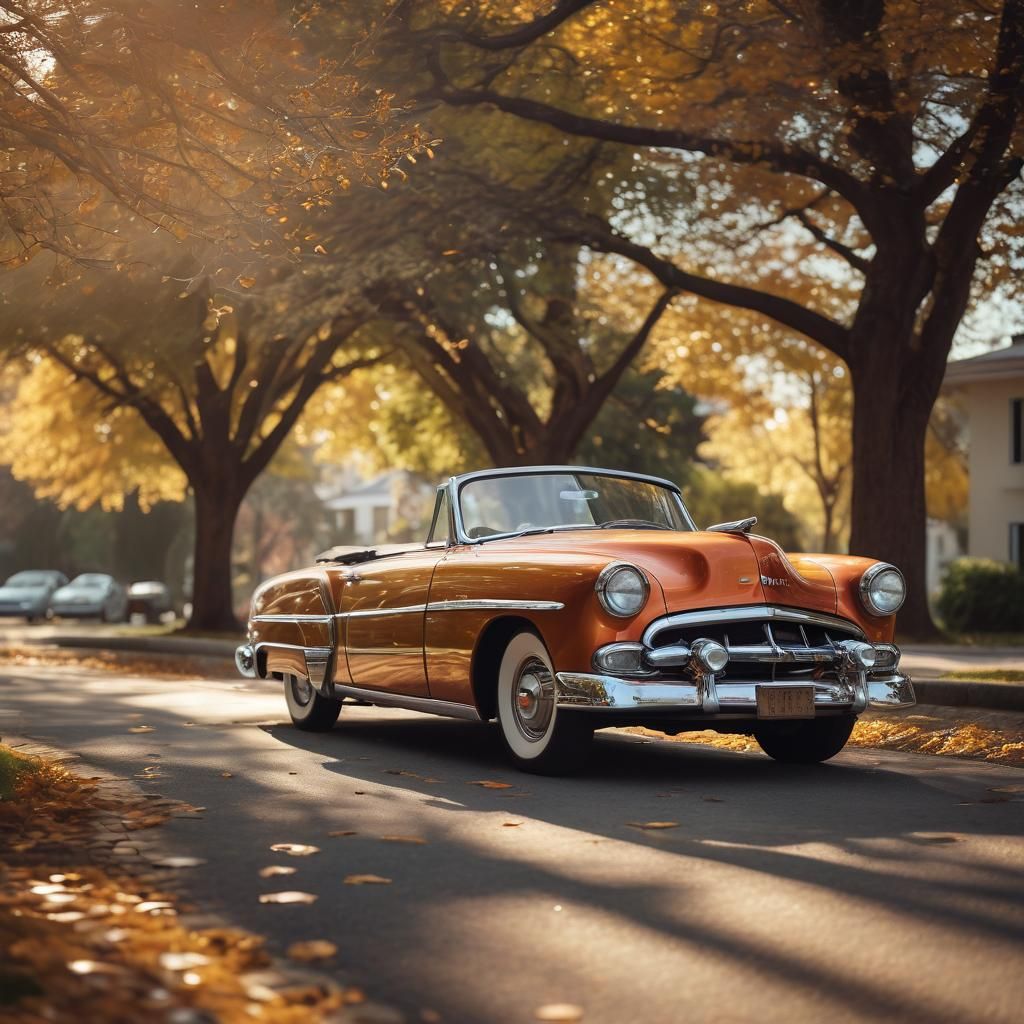 Two-Tone 1950s Roadster in Nostalgic Photography