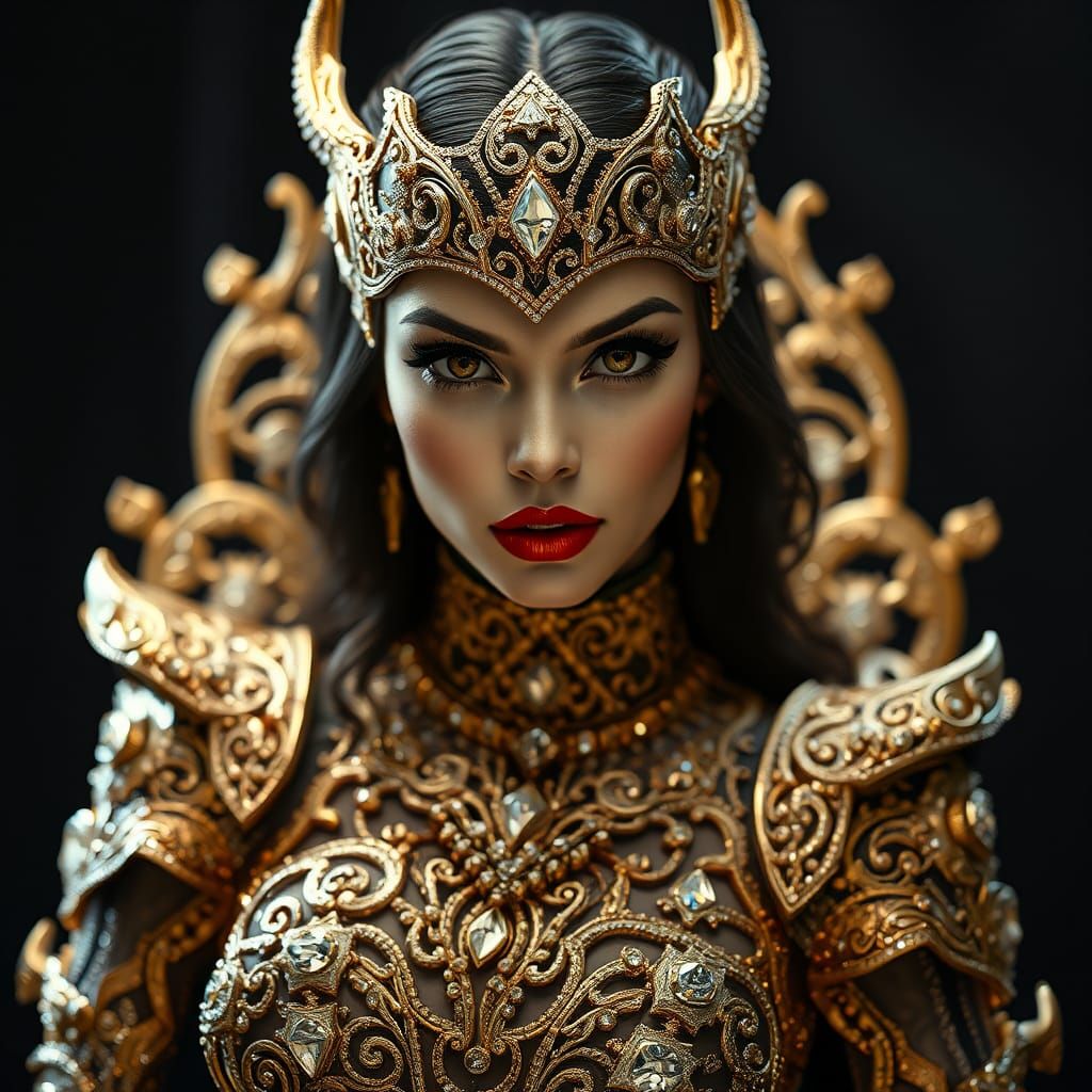 Gold Bodysuit Woman in Mythical Matte Painting