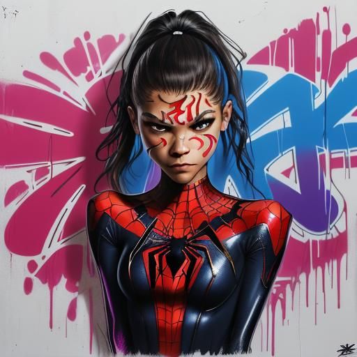 Zendaya as Spider-Man in Graffiti Art Style