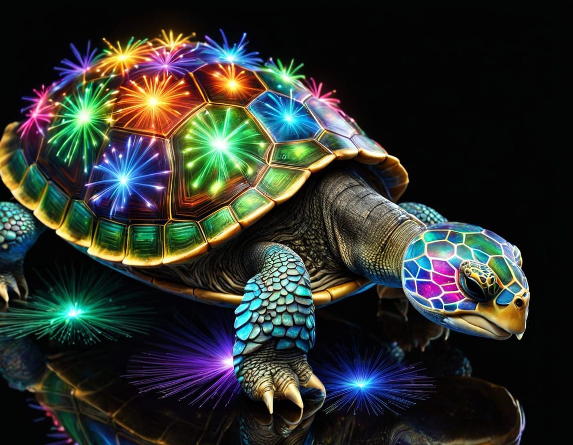 Vibrant Turtle Illuminates Cosmic Night