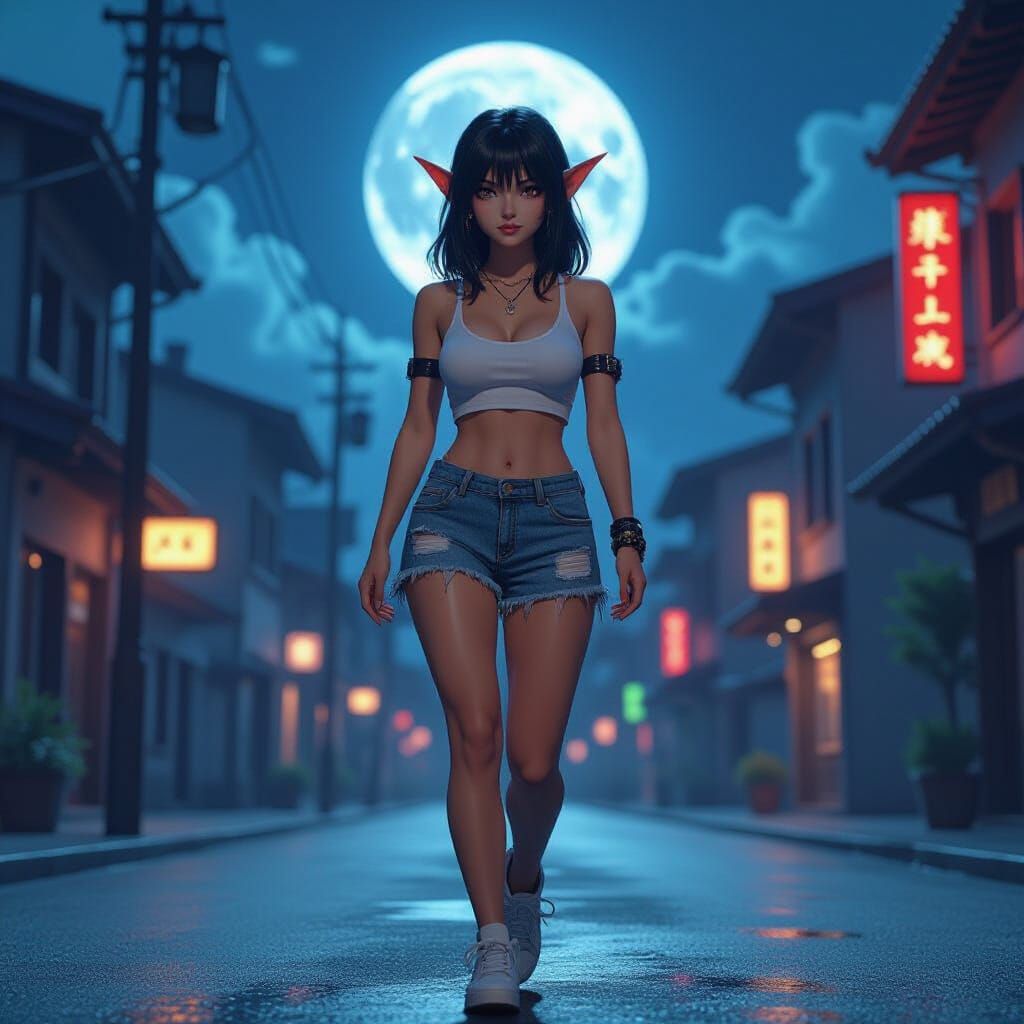 Voluptuous Goblin Walks Downtown: Anime-Inspired 3D Renderin...