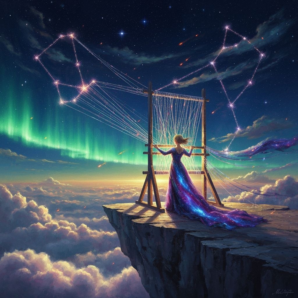 Celestial Weaver Creates Constellations in Cosmic Oil Painti...