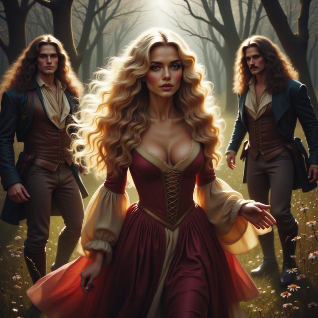 Milady Pursued by Musketeers in a Park of Horrors