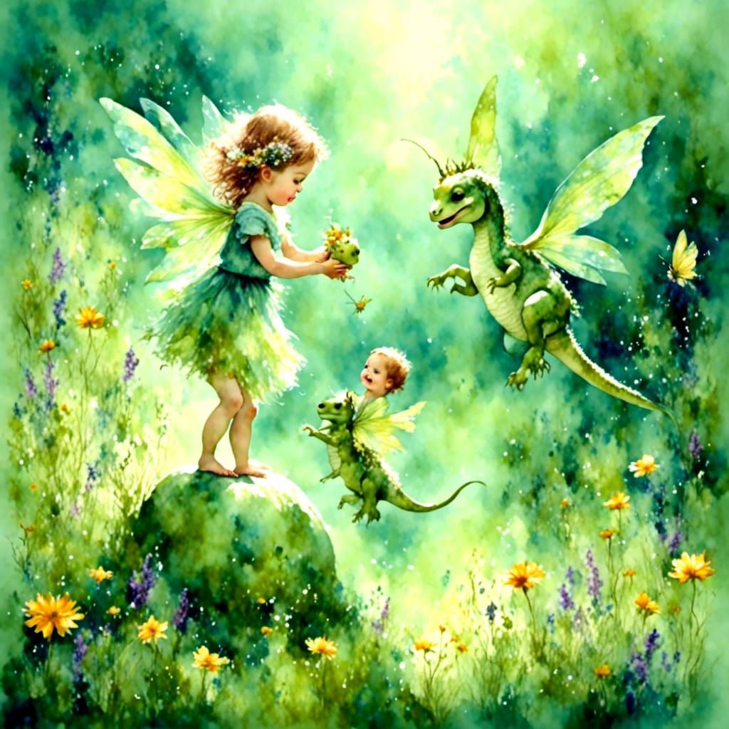 Air Fairy Plays with Baby Dinosaur