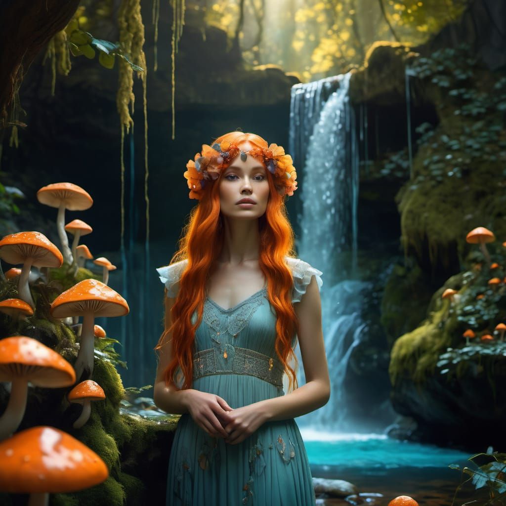 Ethereal Forest Nymph in Art Nouveau Style