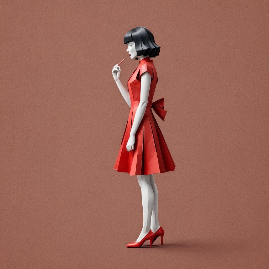 Red Pencil Sketch of Woman in Profile