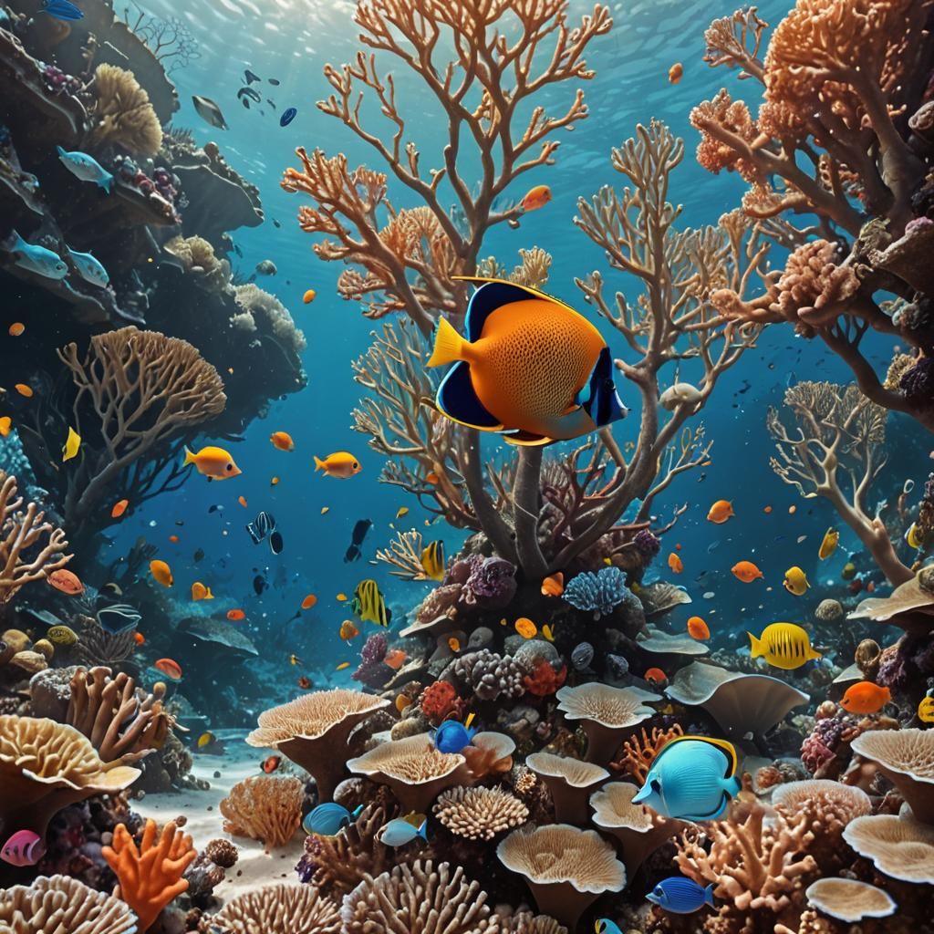 Vibrant Coral Reef Ecosystem in Fantasy Concept Art