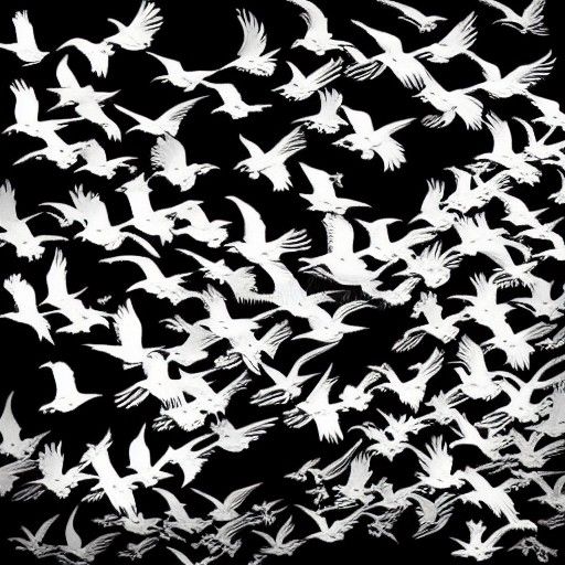 Elegant Flock of Birds: Digital Illustration