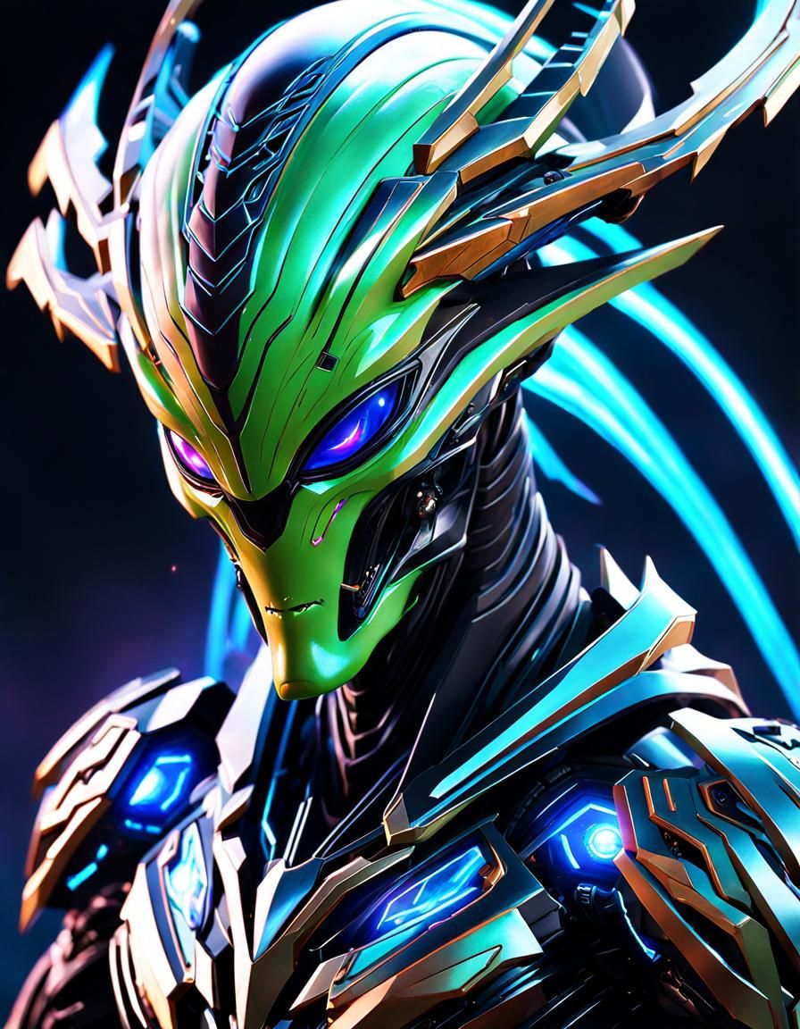 Alien Transformation in Anime-Inspired Digital Painting