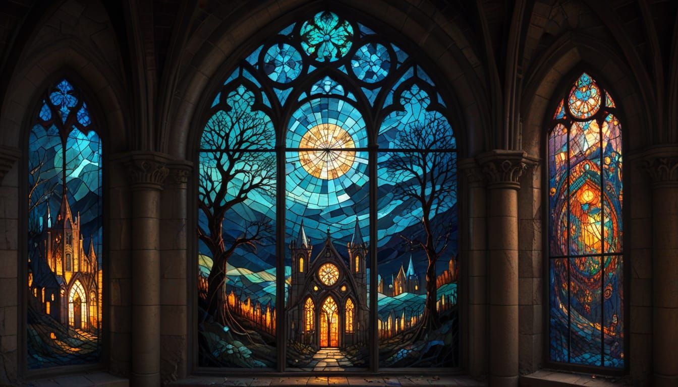 Ethereal Gothic Stained Glass Window