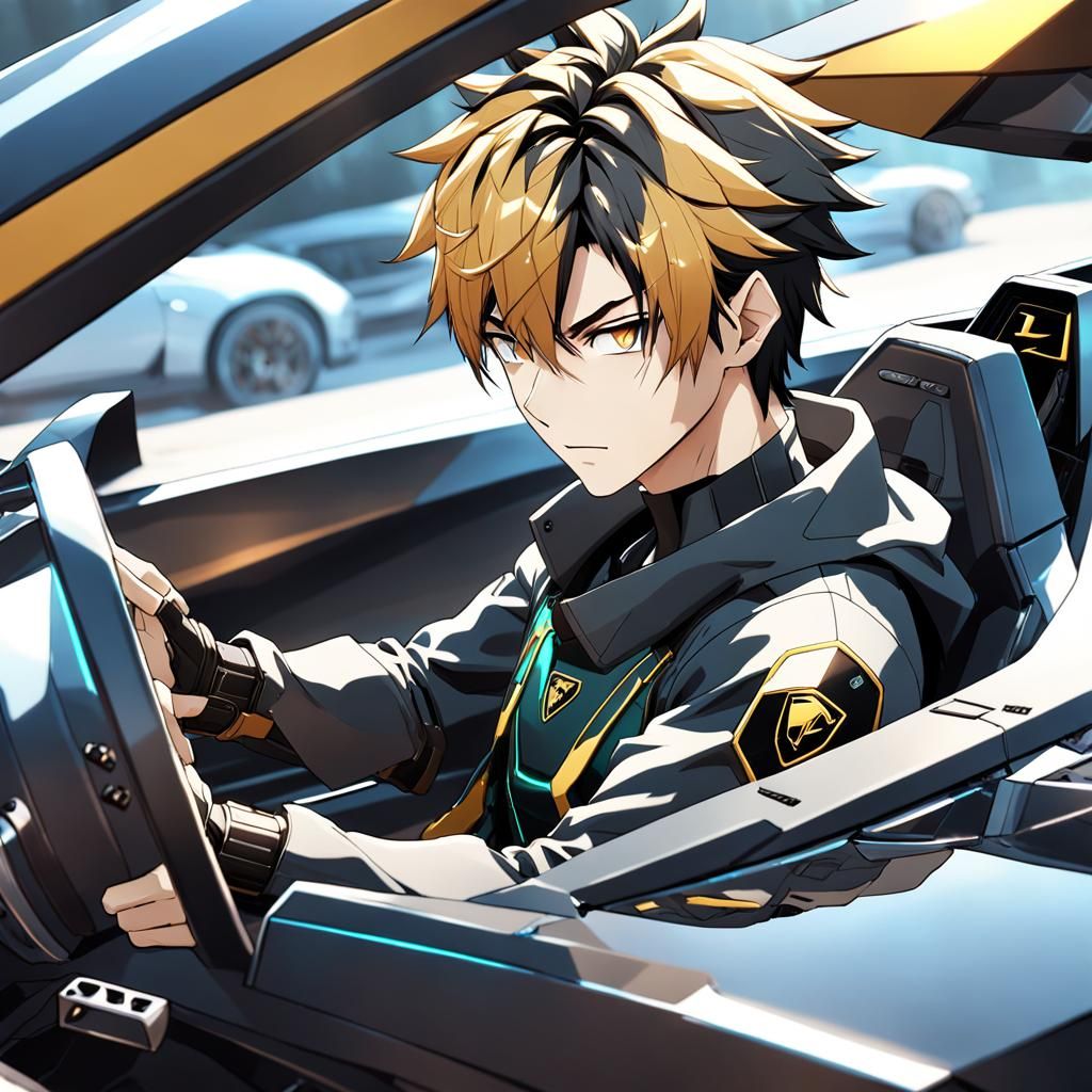 Anime Boy Drives Lamborghini in 3D Anime Art