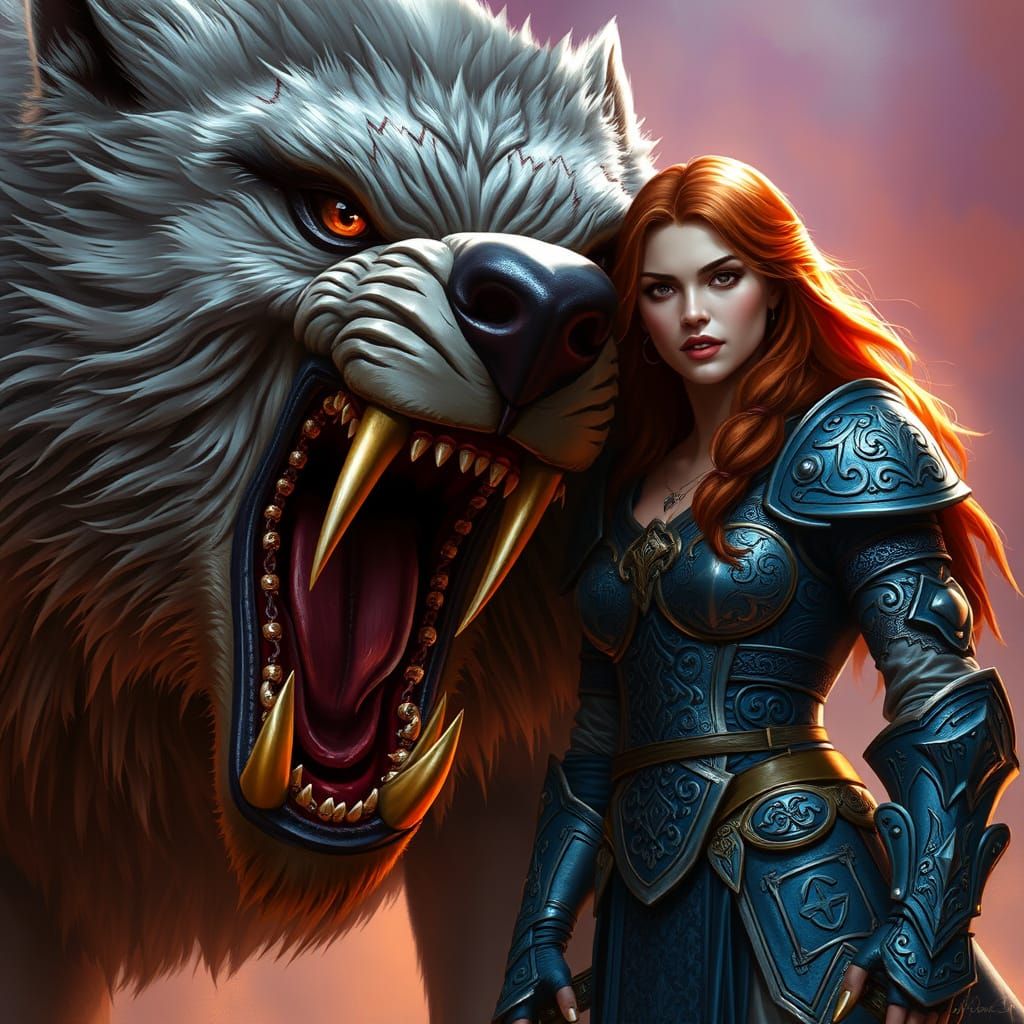 Epic Dire-Wolf Portrait in Hyperrealistic Style