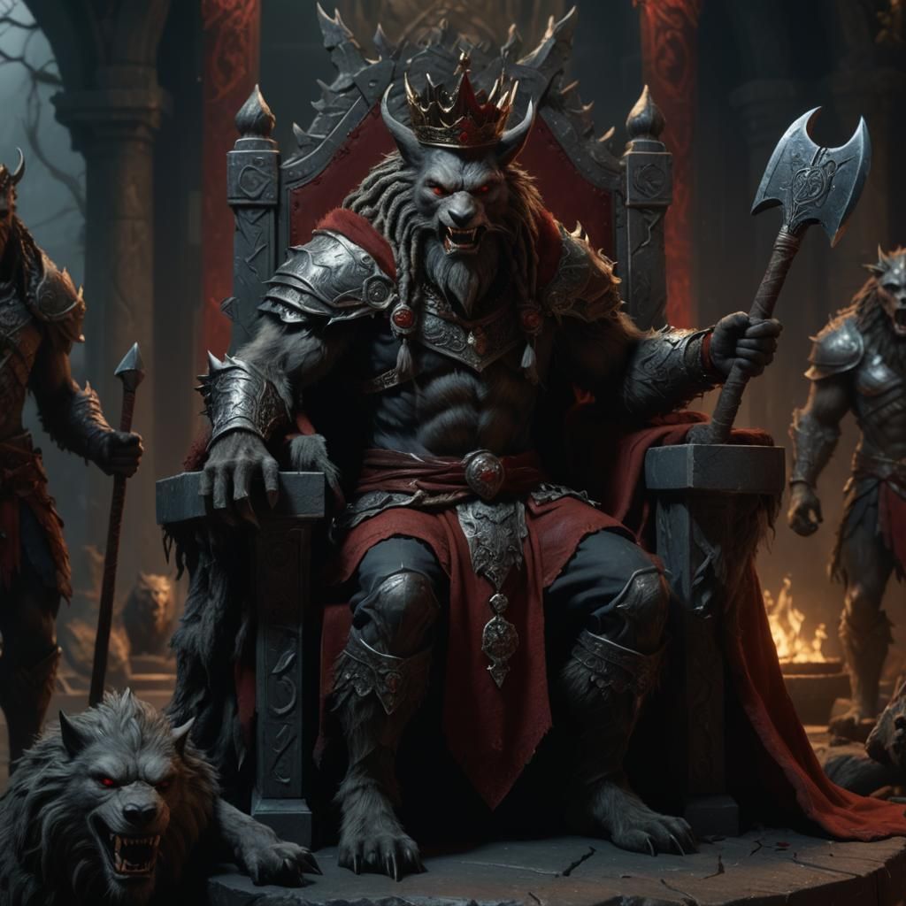 Werewolf King on Throne After Battle