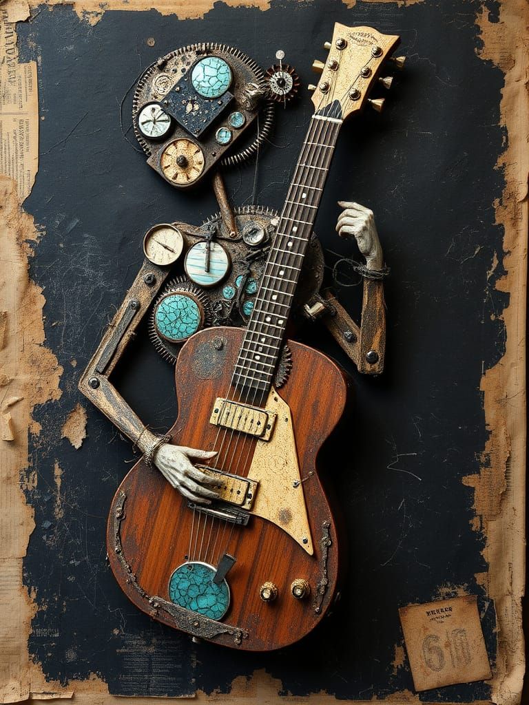 Abstract Expressionist Woman Assemblage in Blue