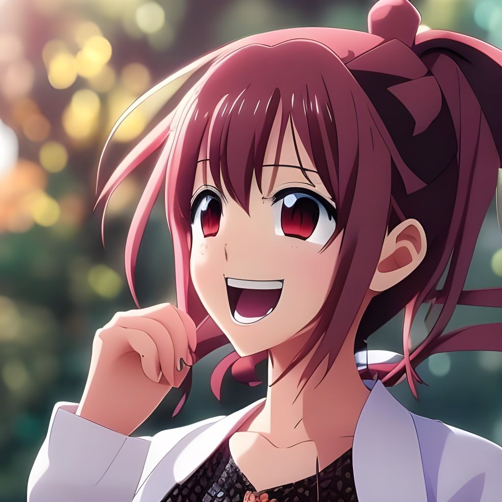 Laughing Anime Girl in Key Visual Style