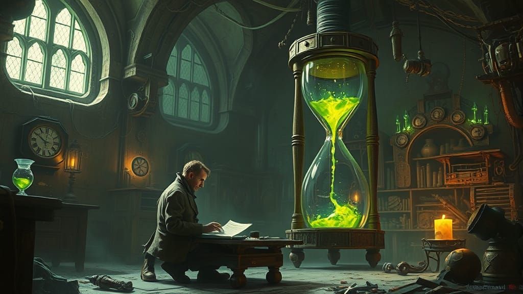 Dark Fantasy Golem Construction in a Hidden Workshop