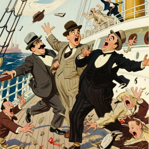 Chaotic Comedy Scene with Marx Brothers