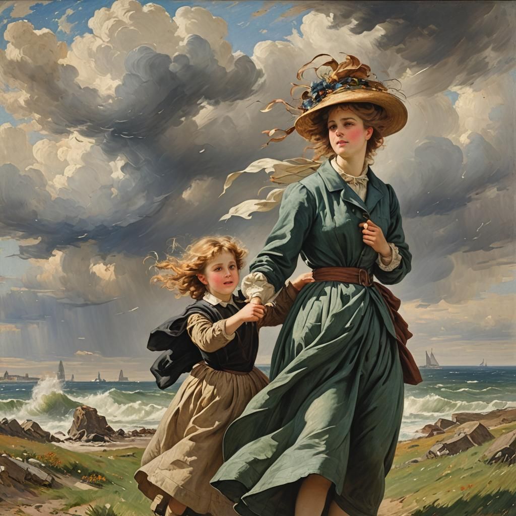 Windy Day Inspired by American Scene Painting
