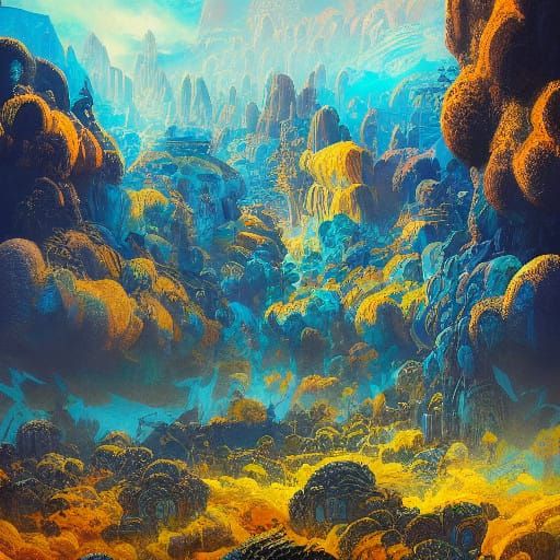 Surreal Biblical Landscape in Dreamlike Style